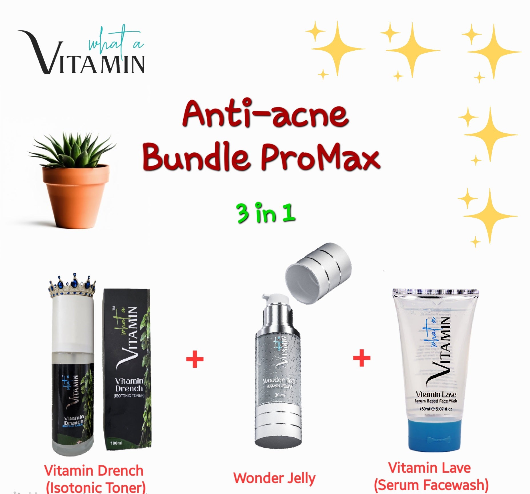 Anti-acne Bundle ProMax (Vitamin Lave + Wonder Jelly + Vitamin Drench)